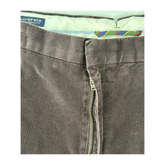 Lands' End Traditional Fit Chocolate Brown Corduroy Pants Straight Leg Winter 38 - Picture 4 of 9